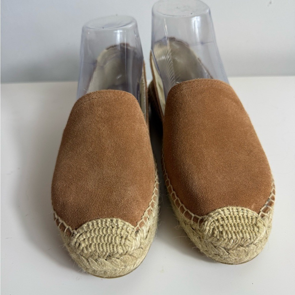 Soludos Womens 6.5 Suede Smoking Slipper Espadrille Tan Cognac Slip On Flat Boho - Picture 2 of 9
